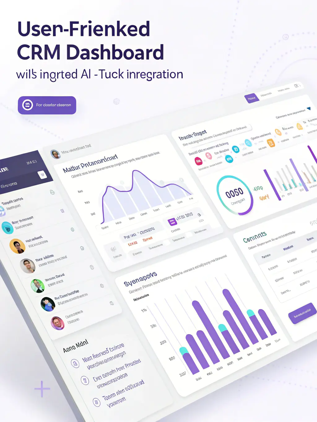 A clean, modern interface of a custom CRM system displaying customer data and interaction history, emphasizing personalized solutions.
