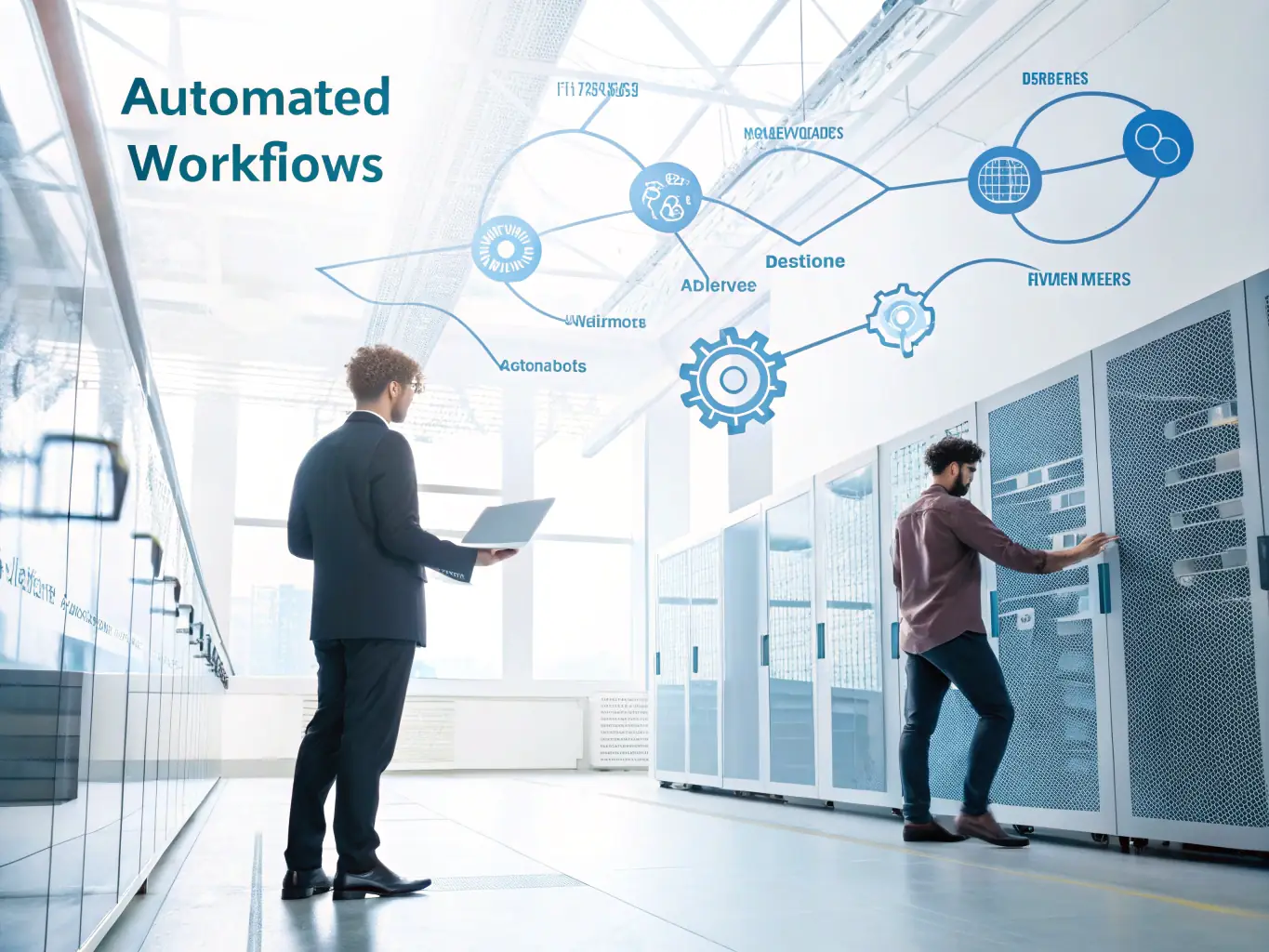 An image depicting automated workflows and processes, illustrating how automation can reduce manual effort and improve productivity.
